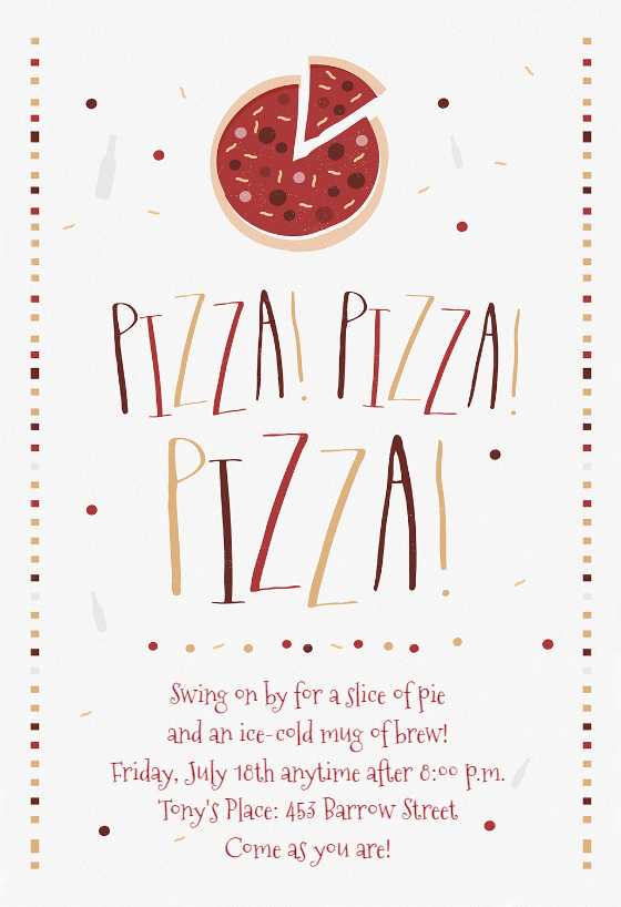 Pizza Party Invitation Template Free Greetings Island
